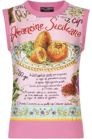 Dolce & Gabbana Food-print panelled silk top