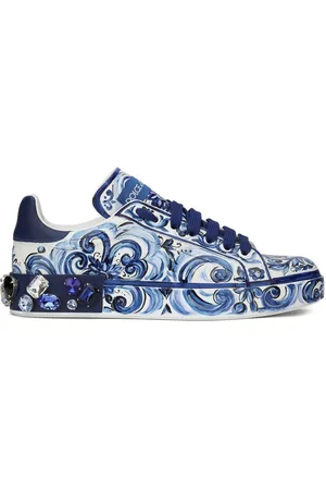 Dolce & Gabbana Portofino Majolica-print leather sneakers