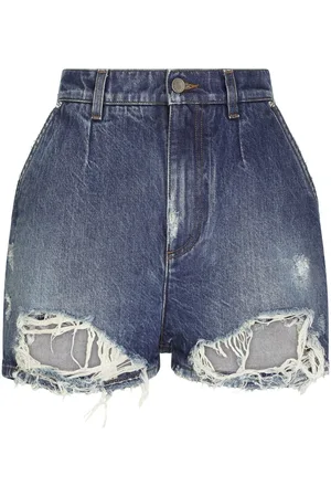 Dolce & Gabbana Distressed high-rise denim shorts