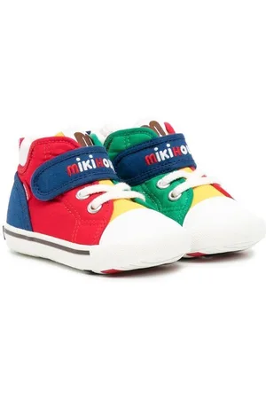 Miki House Logo-embroidered high-top sneakers