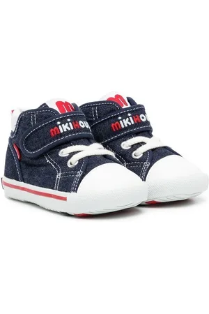 Miki House Logo-embroidered high-top sneakers