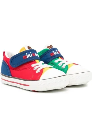 Miki House Logo-embroidered colour-block sneakers