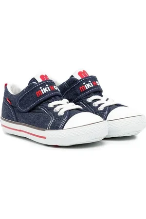 Miki House Logo-embroidered denim sneakers