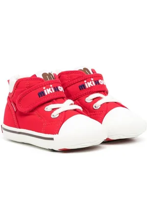 Miki House Logo-embroidered high-top sneakers