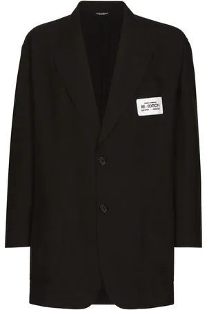 Dolce & Gabbana Logo-patch silk-cotton blazer