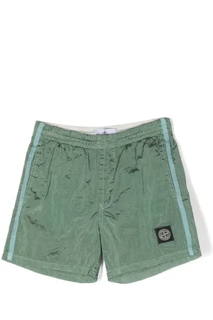 Stone Island Crinkled logo-patch swim shorts
