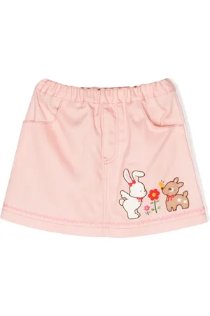 Miki House Embroidered-motif cotton skirt