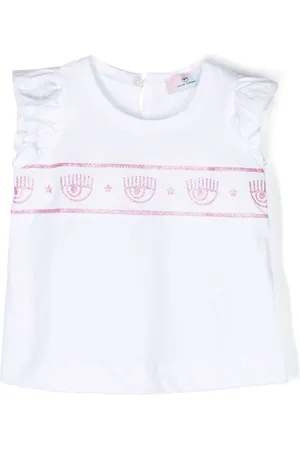 Chiara Ferragni Eyelike-print ruffled T-shirt