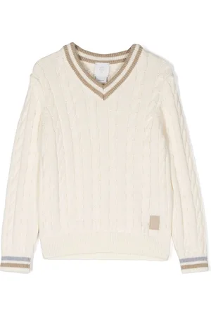 ELEVENTY Cable-knit stripe-trim jumper