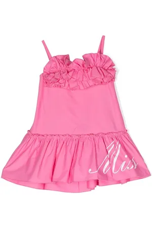 MISS BLUMARINE Ruffle-detail cotton-blend dress