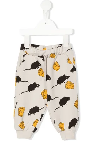 Mini Rodini Mouse-motif organic-cotton track pants