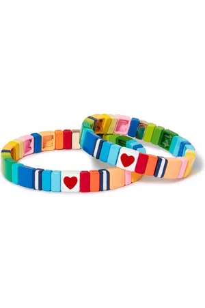 Roxanne Assoulin Mommy and Me rainbow hearts bracelet set