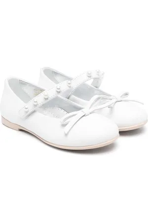 MONNALISA Bow-detail leather ballerina shoes