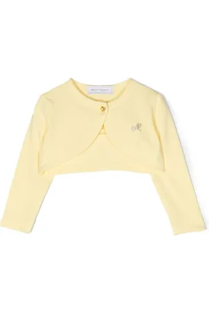 MONNALISA Rhinestone-logo cropped cardigan