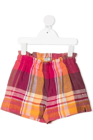 Il gufo Check print linen shorts