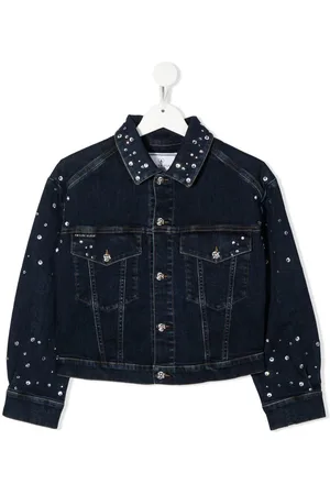 Philipp Plein Crystal-embellished four-pocket denim jacket