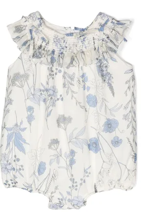MISS BLUMARINE Ruffle-trim floral-print romper