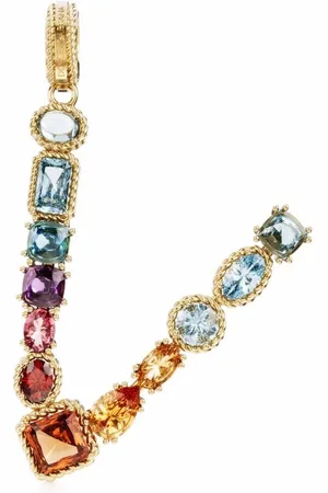 Dolce & Gabbana 18kt yellow V letter gemstone pendant