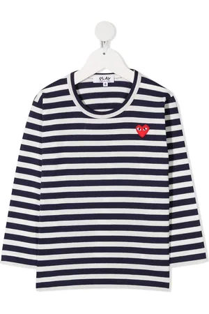 Comme des Garçons Heart-patch striped T-shirt