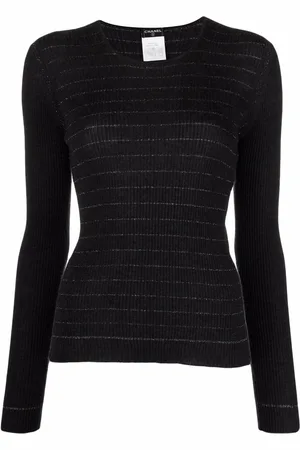 CHANEL 2003 metallic-threaded knitted top