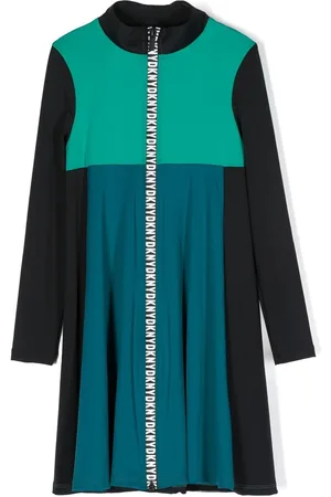 DKNY Colour-block logo-tape dress
