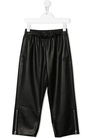 Maison Margiela Logo-embroidered faux-leather trousers