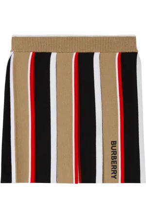 Burberry Striped embroidered-logo skirt