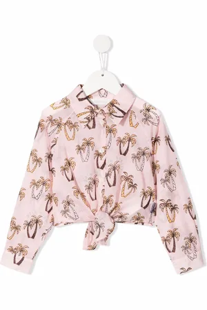 Palm Angels Palm-tree print knot shirt