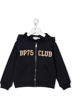 BONPOINT Slogan-patch zip-up hoodie