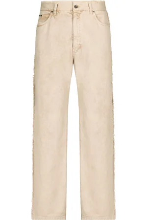 Dolce & Gabbana Frayed-trim loose-fit jeans