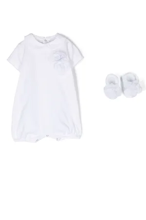 Story Loris Rose-appliqué romper set