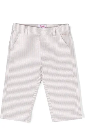 Il gufo Striped embroidered-logo trousers