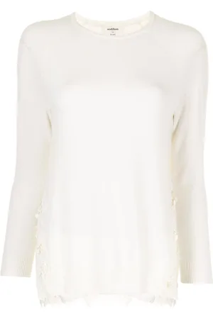 Onefifteen Floral lace-detail wool-blend top