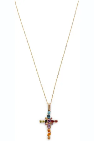 Dolce & Gabbana 18kt yellow gemstone cross pendant necklace
