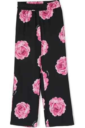 MONNALISA Rose-print straight-leg trousers