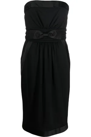 CHANEL 1990s bow-detail strapless midi dress