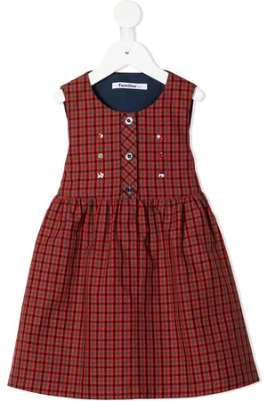 Familiar Sleeveless check-print dress