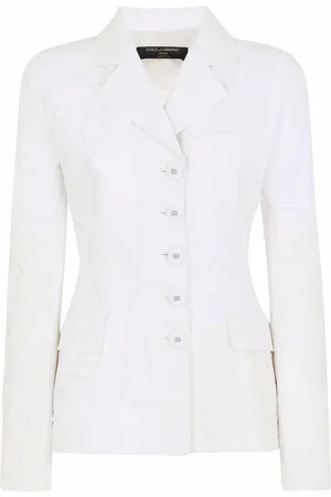 Dolce & Gabbana Lace-patchwork single-breasted blazer