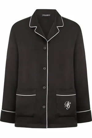 Dolce & Gabbana Logo-embroidered satin pajama shirt