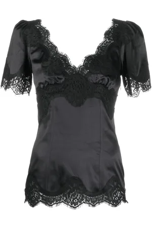 Dolce & Gabbana Lace-trim satin top