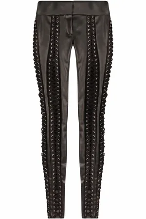 Dolce & Gabbana Lace-up faux-leather trousers