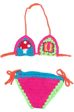MC2 SAINT BARTH Colour-block crochet-knit bikini set