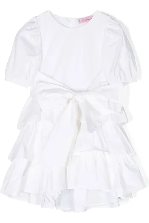 MISS BLUMARINE Bow-detail puff-sleeved dress