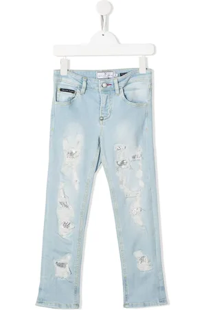 Philipp Plein Distressed straight-leg jeans