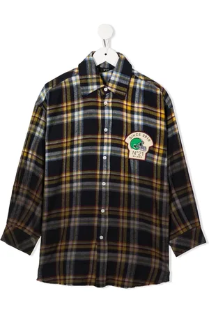 Nº21 Patch plaid cotton shirt