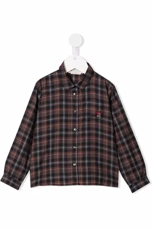 BONPOINT Embroidered-logo check-print shirt