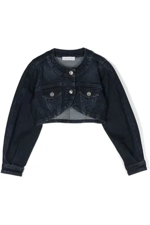 MONNALISA Curved-hem cropped denim jacket