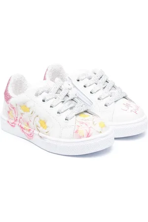MONNALISA Floral-print lace-up sneakers