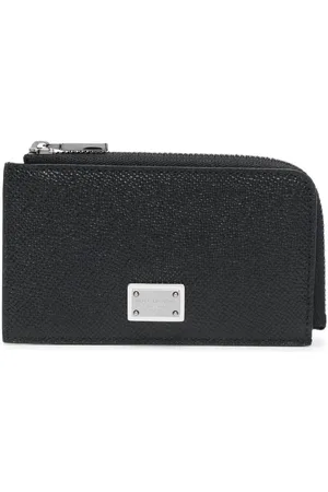 Dolce & Gabbana Logo-plaque zipped leather wallet