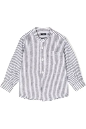 Il gufo Band-collar striped shirt
